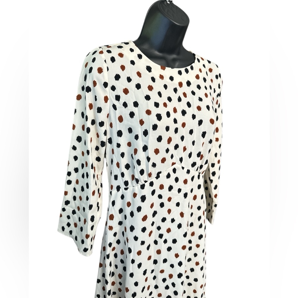 H&M Polka Dot Midi/Long Dress - Cream, Brown and Black NWOT - Picture 2 of 6